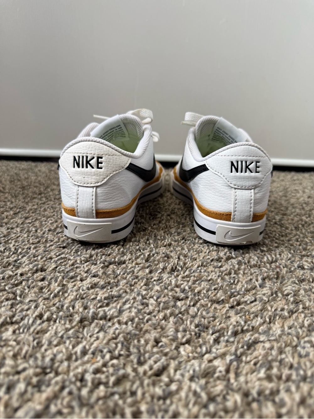 Nike White Sneakers with Black Swoosh and Brown Trim - Picture 4 of 6